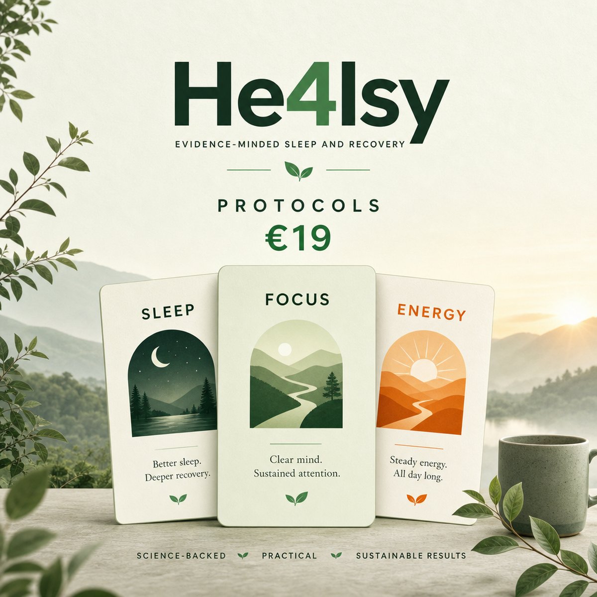He4lsy Protocols — Sleep, Focus, Energy